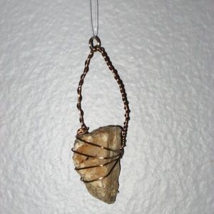 Half Moon Wire Wrapped Rock Necklace